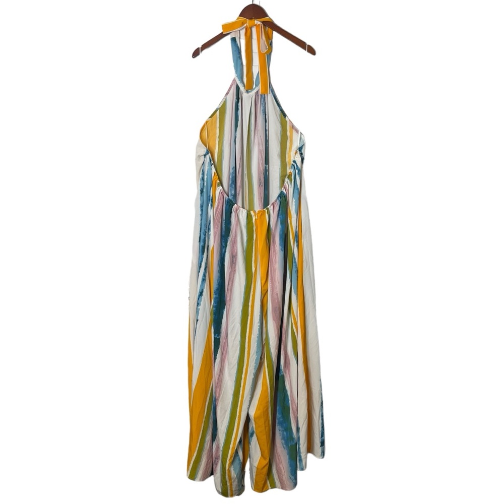 Fashion Nova NEW Maldives Halter Tie Printed Backless Jumpsuit Size 2X Wide leg - Picture 5 of 15